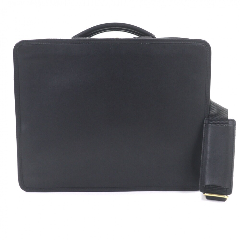 COACH 0539 Leather Nylon 2-Way Business Bag, PC Case, Shoulder Briefcase, Bla...
